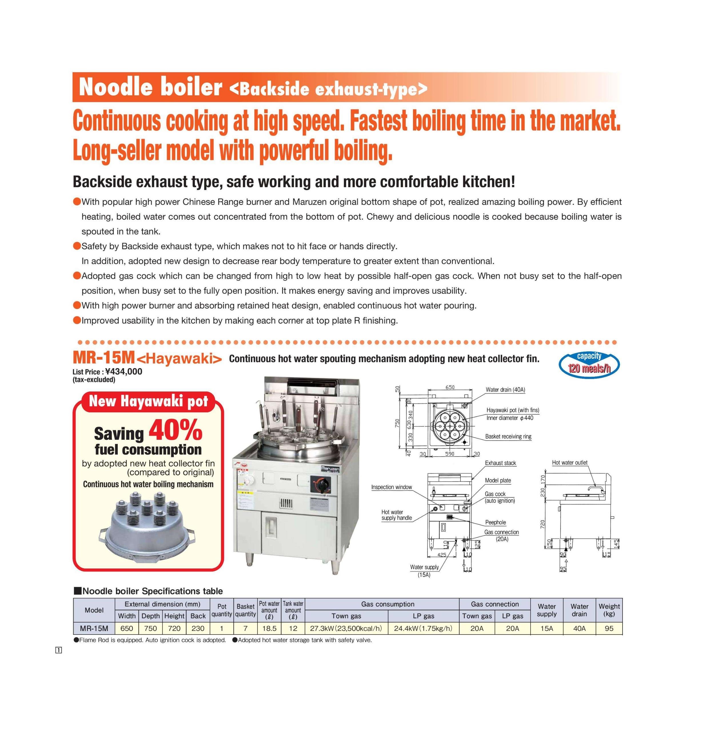 MR-15M Gas Noodle Boiler | Sanseidou | Sanseidou