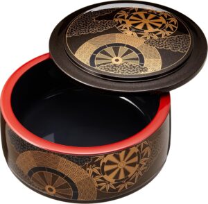 2-070-02 TAIKO Round Deluxe Chirashi Sushi Box “Nashiji Gosho”