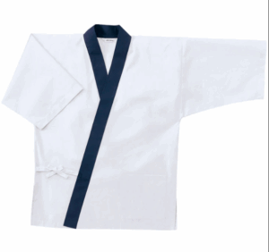 2-090-01 TAIKO Happi Coat (white w/ Navy Collar)
