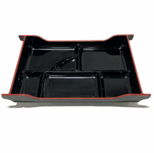 2-072-03 TAIKO Banno Bento Plate Black w/Red Edge
