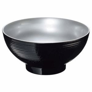 Heat resistant RANSUJI grain pattern Black Ramen bowl inside silver