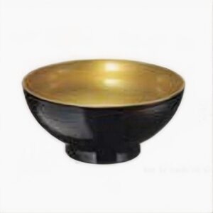 Heat resistant RANSUJI grain pattern Black Ramen bowl inside gold