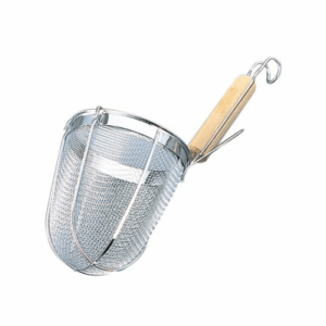 TS Stainless steel Round Bottom Udon Strainer Wooden Handle